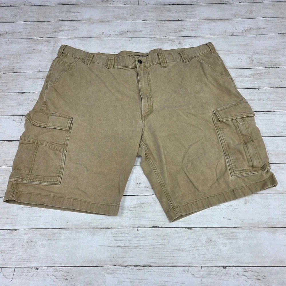 Carhartt Rugged Flex Canvas Cargo Work Short Relaxed Fit Mens 48 Tan BS3542-M